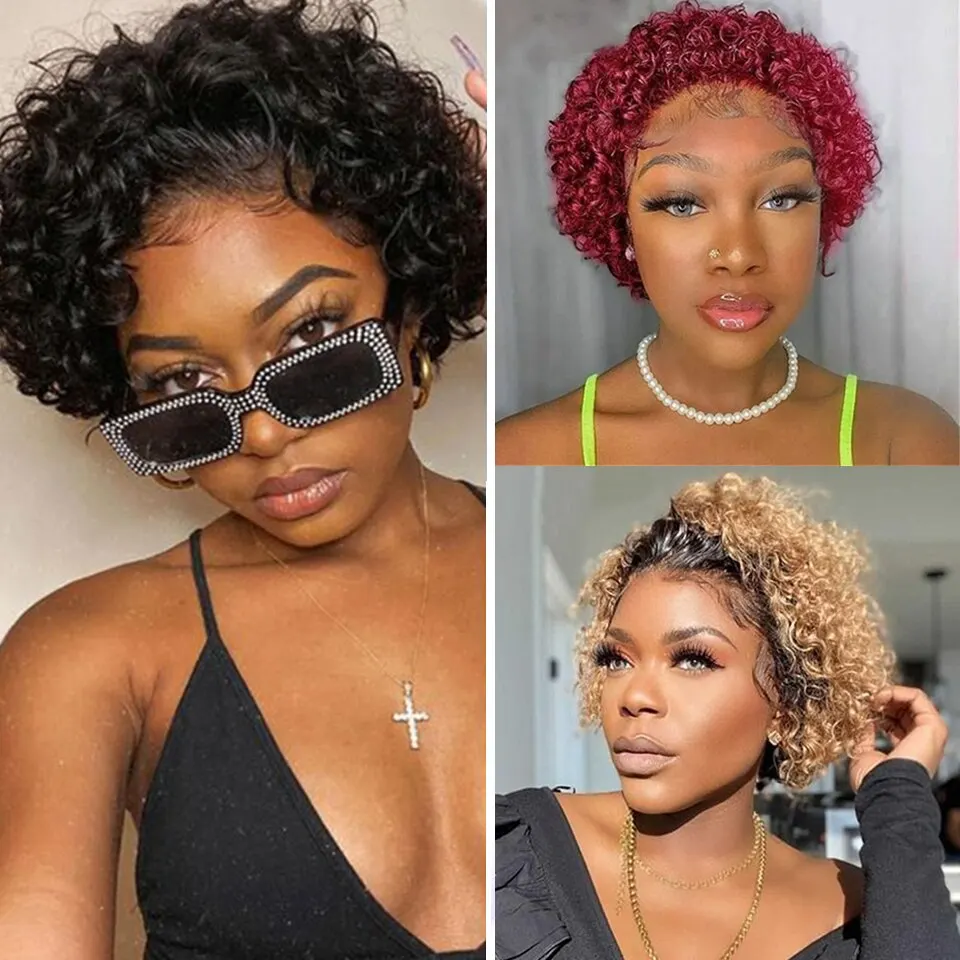 Pixie Cut Wigs Human Haishort Curly Lace Front Human Hair Wigs for Women Brazili