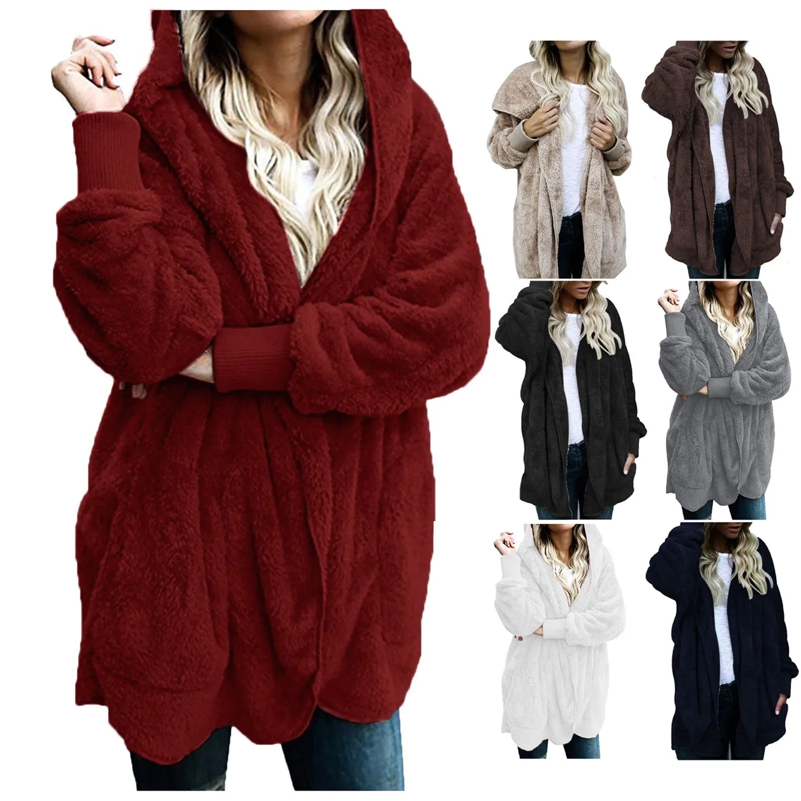 Plus Size Women Winter Warm Coat Jacket Outwear Ladies Cardigan Coat Double Side