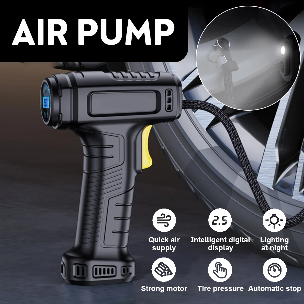 Portable 120W Car Air Pump Wireless/Wired Tire Inflatable Pump Auto Air Compress