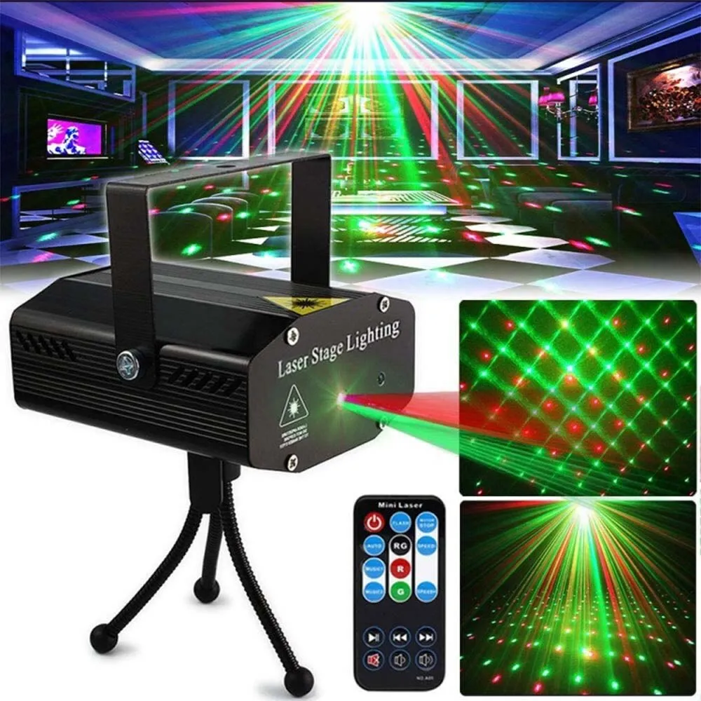 Portable Remote Control LED Stage Light DJ KTV Disco Lamp Projector Laser Lights