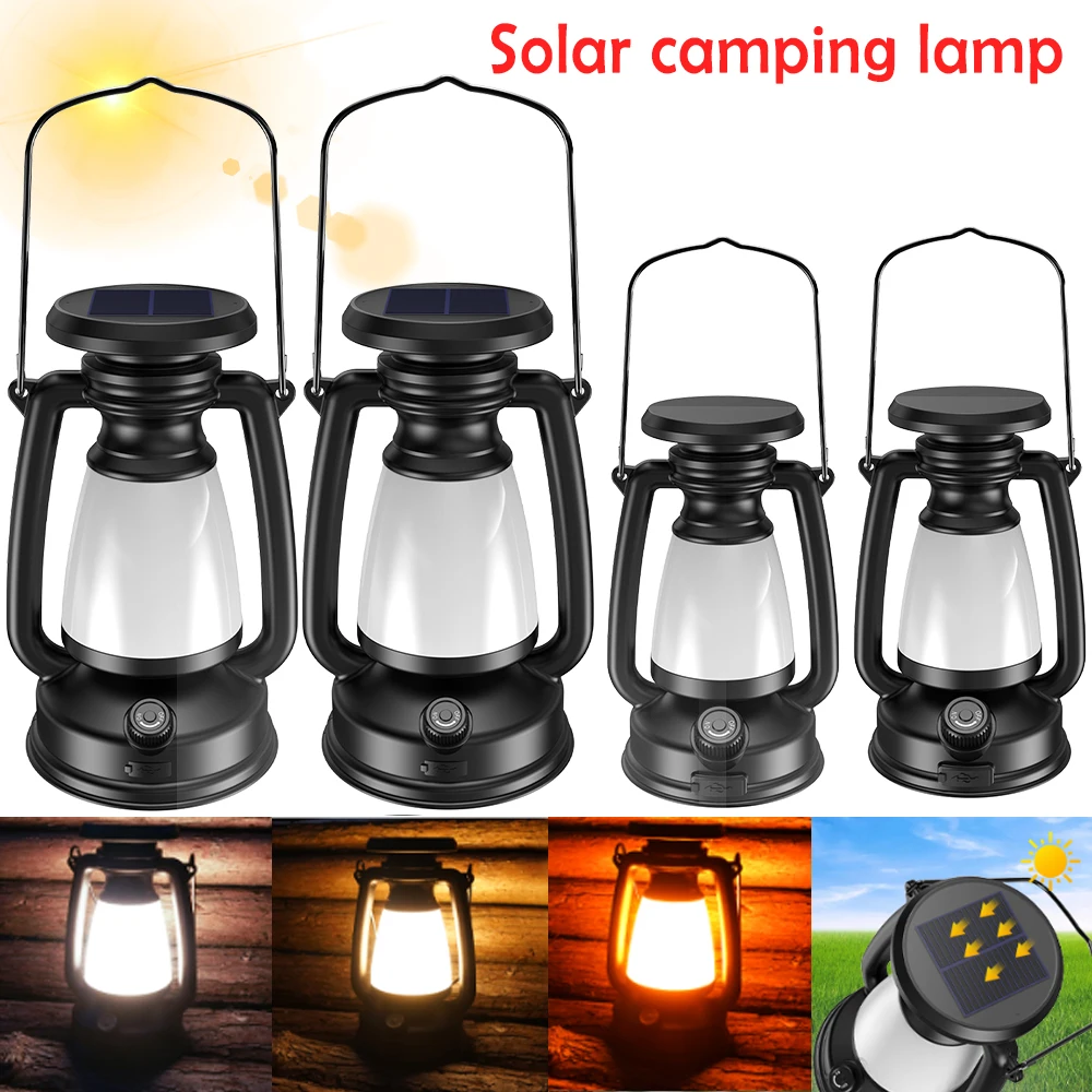 Portable Solar Camping Light With Cold And Warm Light Stepless Dimming USB Recha