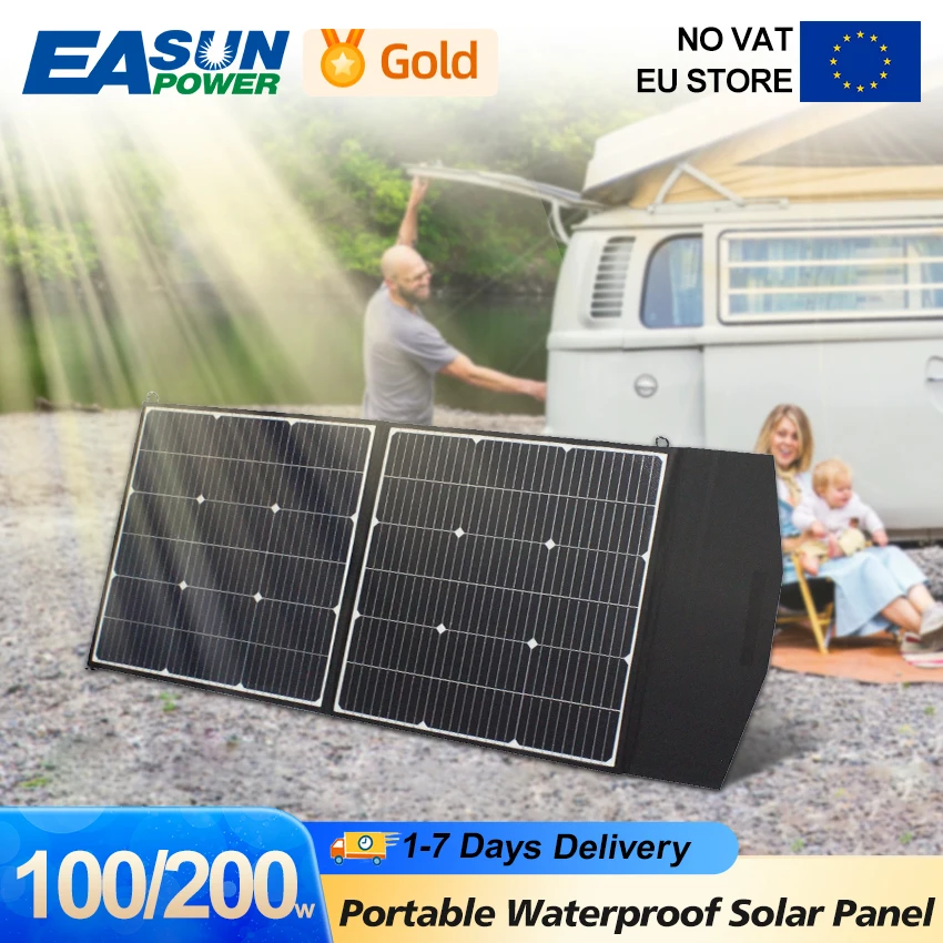 Portable Waterproof Solar Panel 100W 200W Foldable Solar Power Charger 18V Outdo
