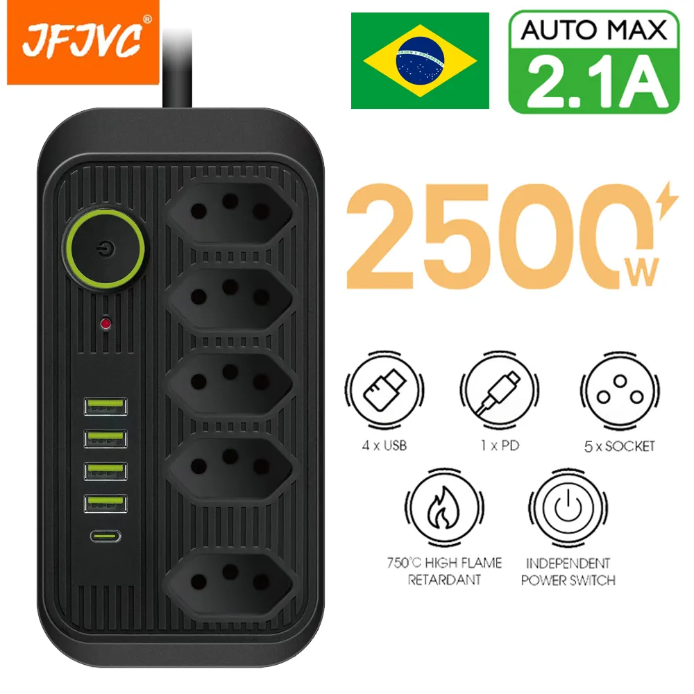 Power Strip Brasil Plug AC Outlets Multitap Line Filter Socket Extension Cord El