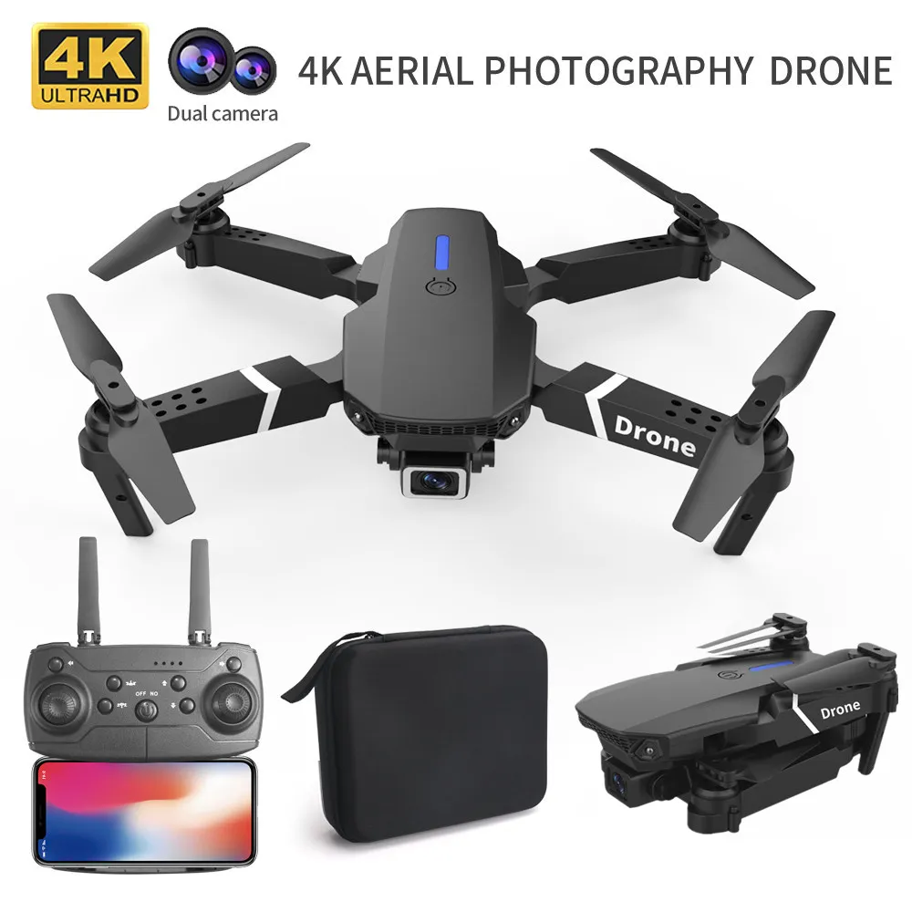 Professional Drone E88 4k wide-angle HD camera WiFi fpv height Hold Foldable RC 