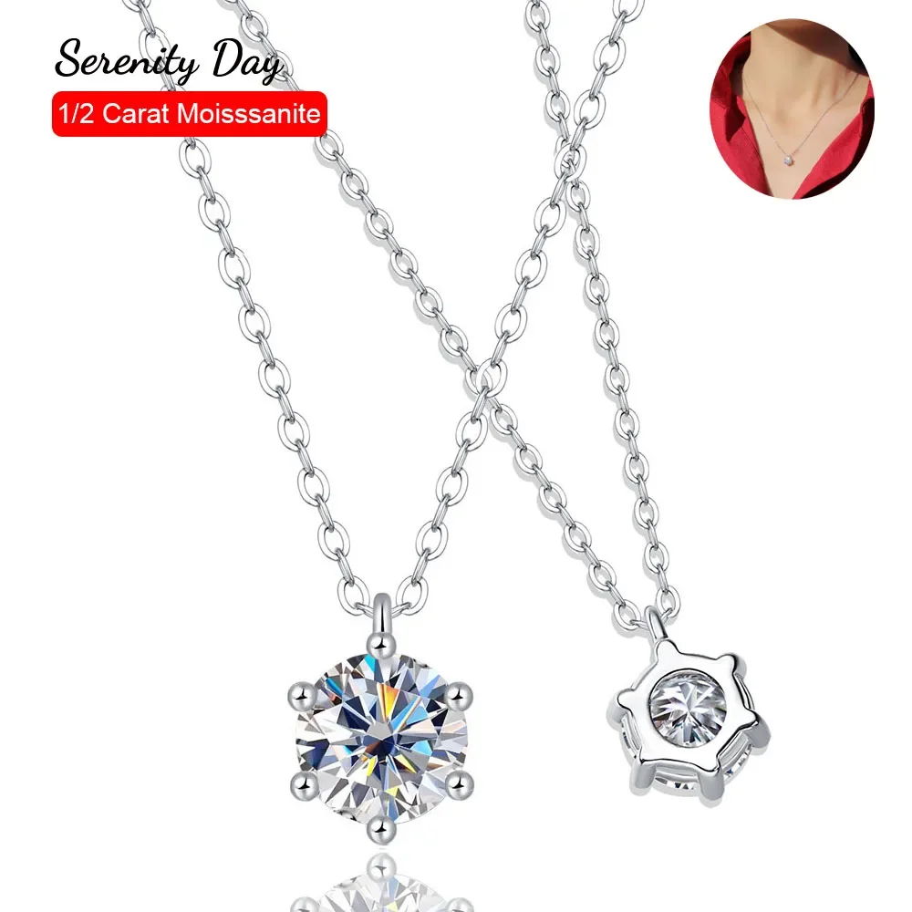 Real D Color 1 Carat Moissanite Pendant Necklace GRA Certificate for Women Weddi