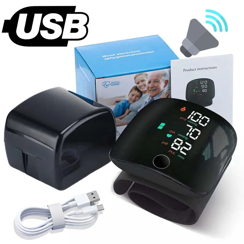 Rechargeable Wrist Blood Pressure Monitor Medical English Voice Digitlal Tensiom