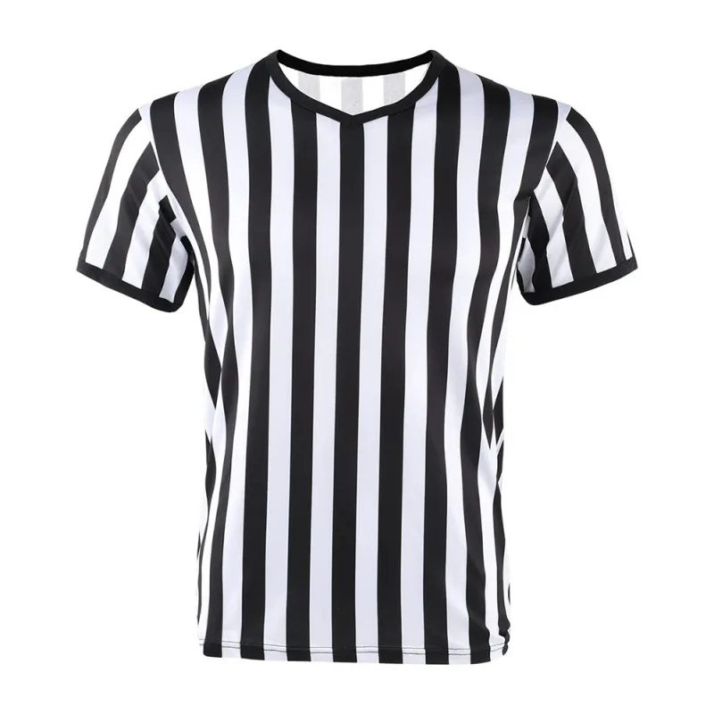 Referee Uniform Short Sleeve V-neck Men Adult Referee Uniform T-shirt Soccer Foo