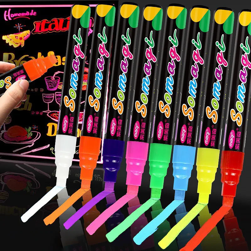 Roise 8 Colors/Set Fluorescent Pen Lamp Board Pen LED Pen Fluorescent Board Lumi