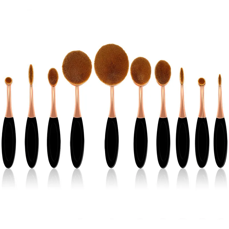 Rose Gold Oval Makeup Brushes Set Flawless Application Liquid Cream Powder Found