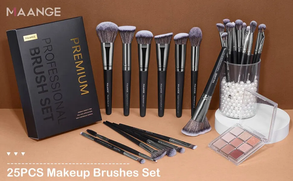 MAANGE Professional Gift Box 25 Pieces Makeup Brushes Kit Face Eye Beauty Brushe