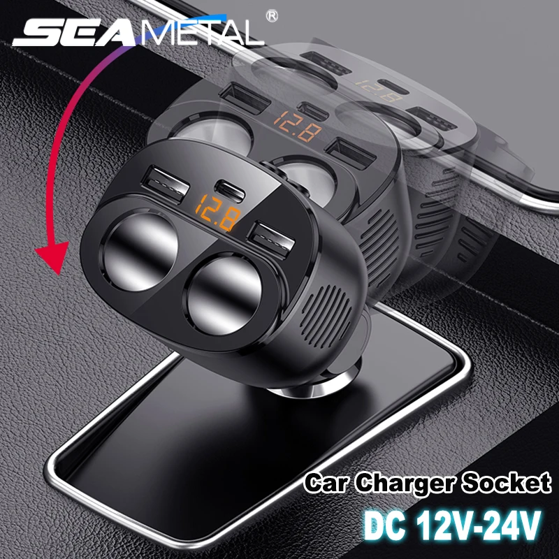 SEAMETAL 3.1A Dual USB Car Charger 2 Port LCD Display 12-24V Cigarette Socket Li