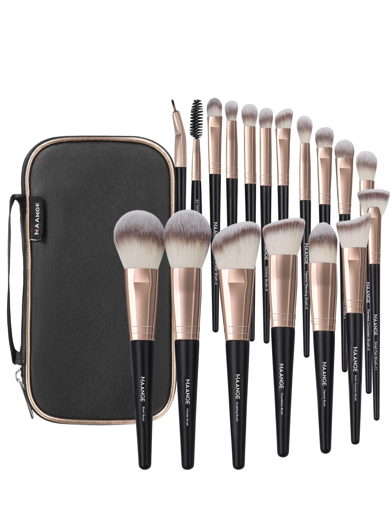 Maange 18Pcs Makeup Brushes Storage Set Soft Bristles Foundation Brushes Eyeshad