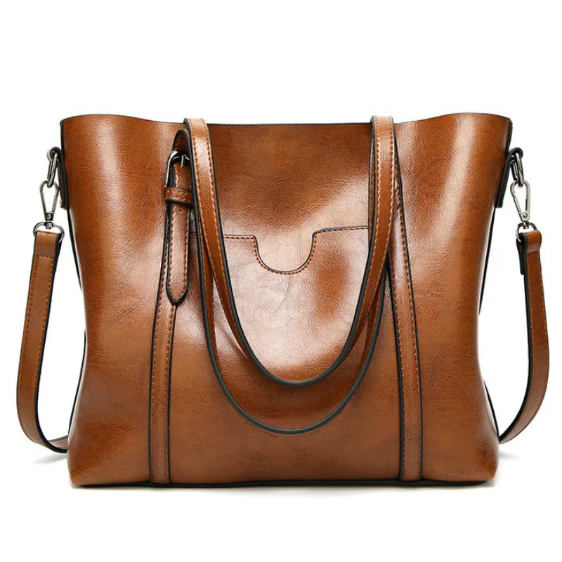 Shoulder Bags for Women Oil Wax Leather Handbag Tote Crossbody Bag Vintage Satch