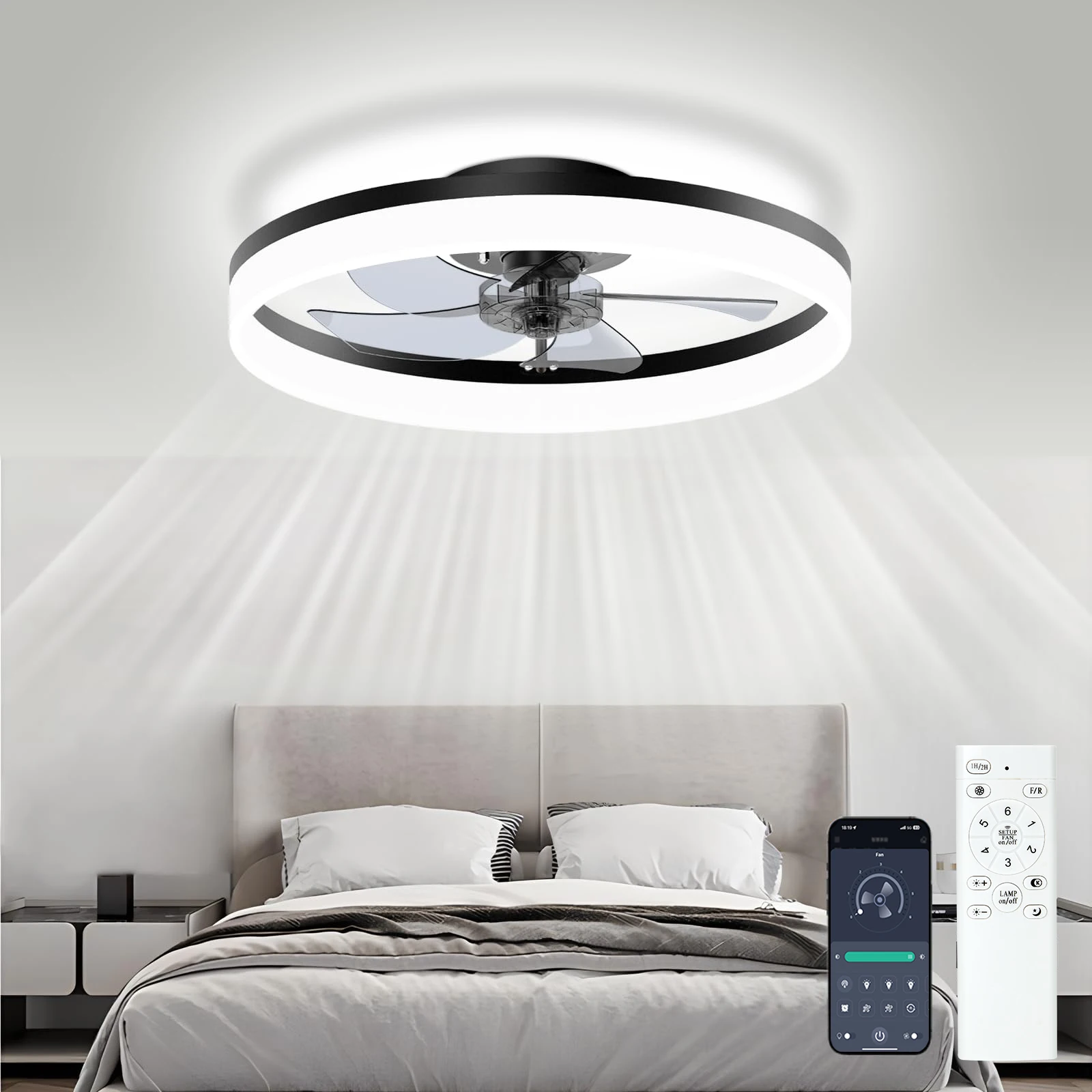 Simple LED Ceiling Fan Light Remote Control with Infinite Dimming 6 Levels of Wi