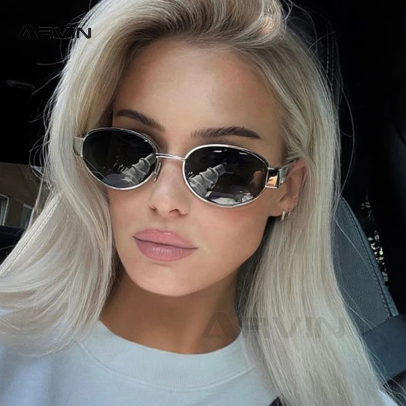 Small Metal Frame Oval Sunglasses for Women 2024 Brand Designer Fashion Luxury S