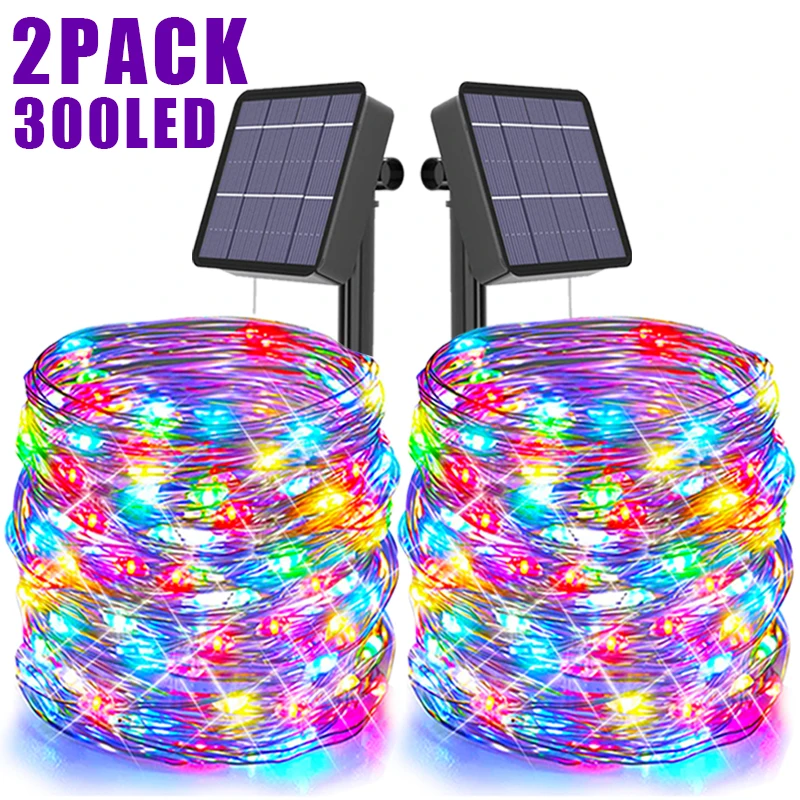 Solar LED String Lights Outdoor Waterproof Festoon Garden Decor Christmas Fairy 