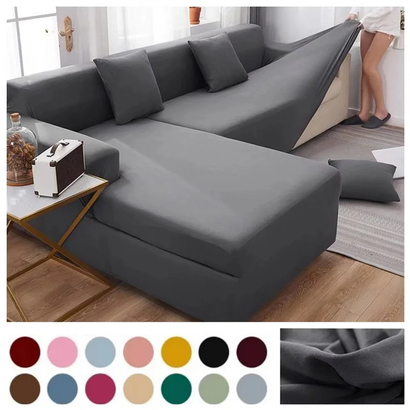 Solid Color Sofa Covers for Living Room Elastic Sofa Cover L Shaped Corner Couch