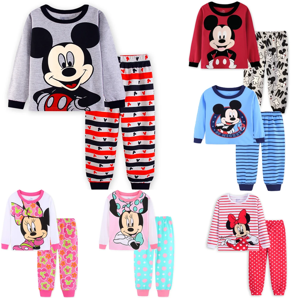 Spring Autumn Children's Clothing Sets Minnie girl boy Sleepwear Kids Pajamas Se