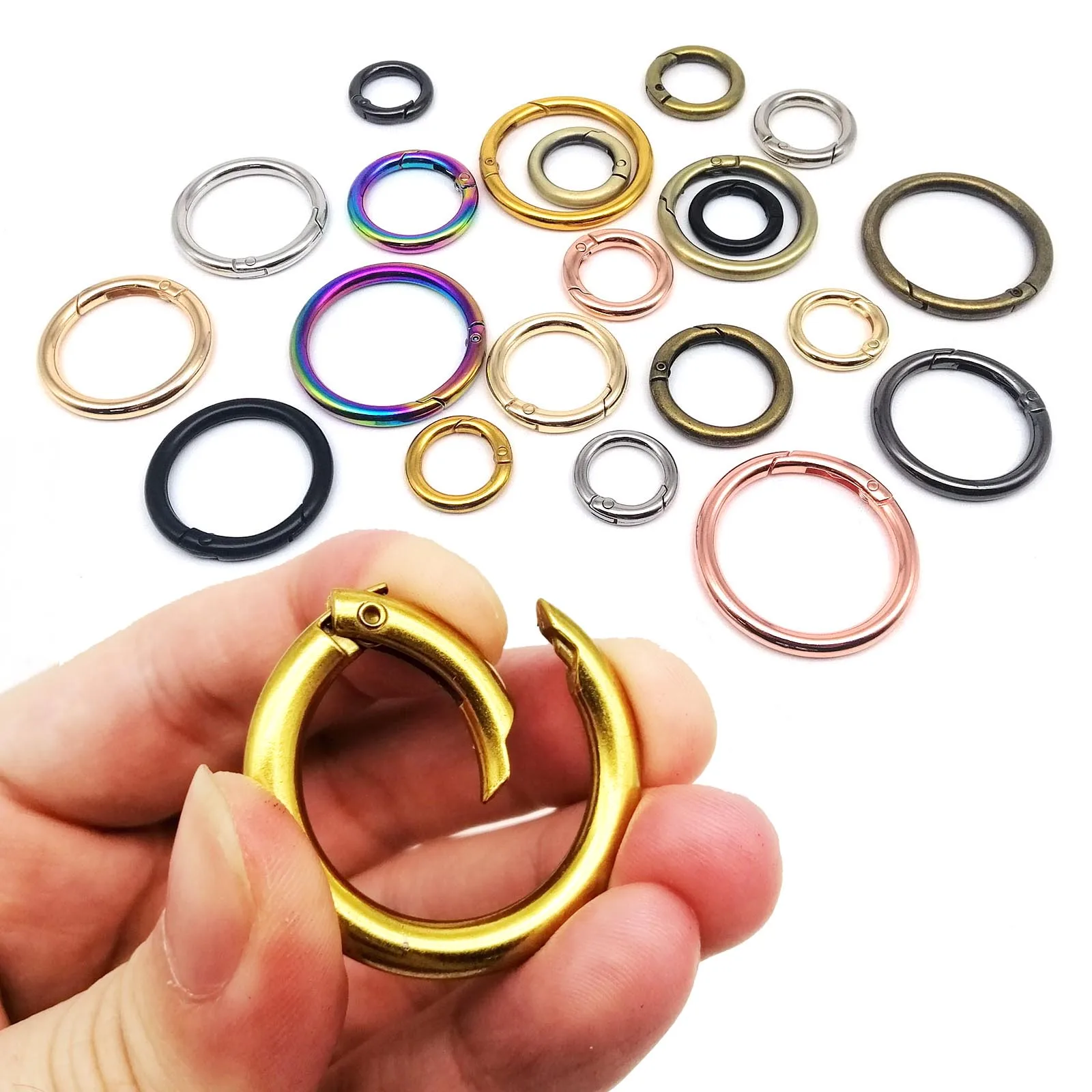 Spring Gate O Ring Openable Keyring Key Leather Bag Handbag Belt Strap Findings 