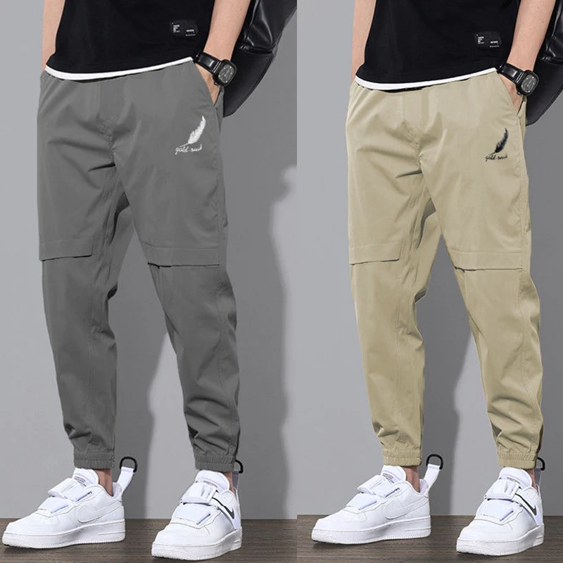 Spring and Autumn New Loose Men's Work Wear Pants Drawstring Multi Pocket Jogger