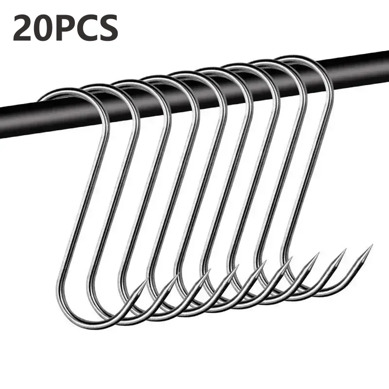 Stainless Steel S Hooks with Sharp Tip Utensil Meat Bedroom Clothes Hanger Hangi