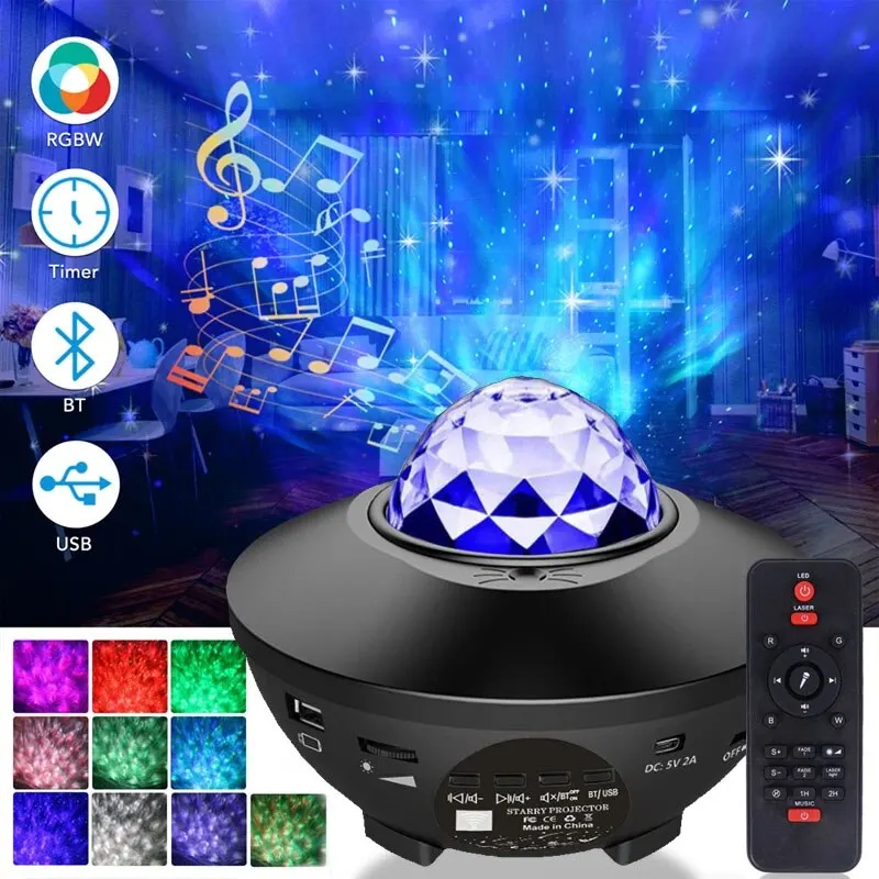 Starry Projector Galaxy Night Light with Ocean Wave Music Speaker Sky Light Proj