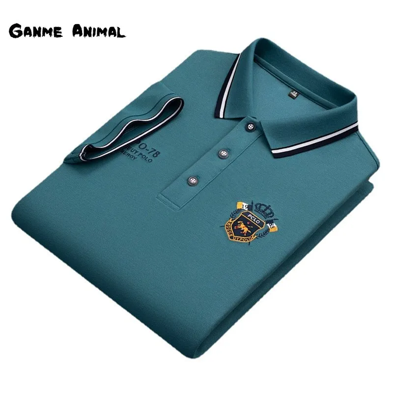 Summer Korean Fashion Men's Polo Shirt Luxury Embroidered Cotton Lapel Collar Sh