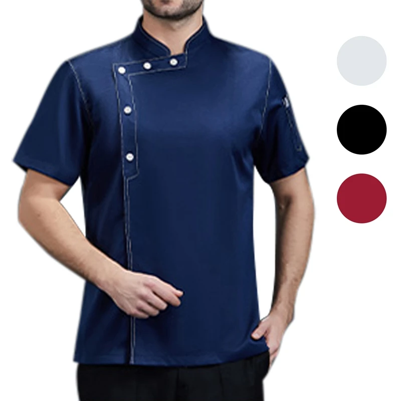 Summer Short Sleeve Chef Jacket Thin Breathable Chef Overalls Restaurant Kitchen