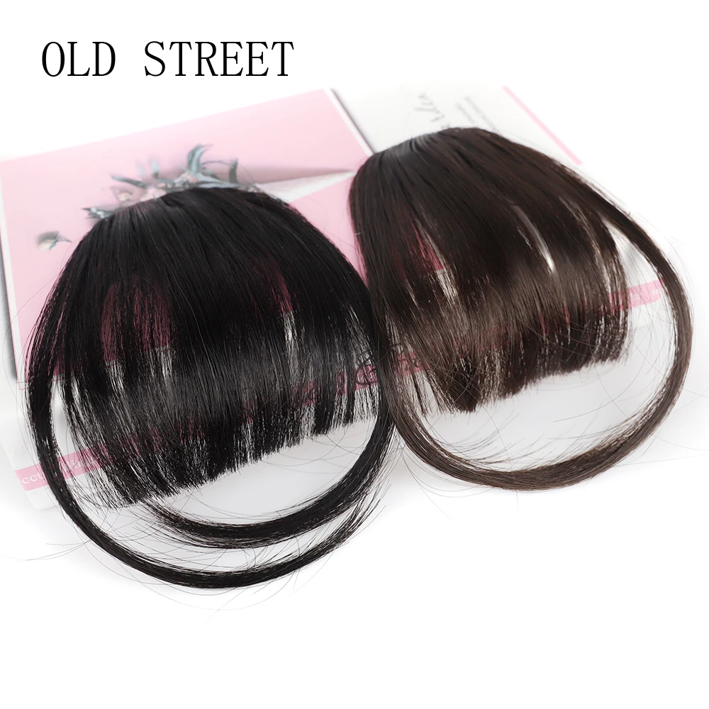 Synthetic Air Bangs Natural Short Brown Black Fake Hair Fringe Extension 1 Clip 