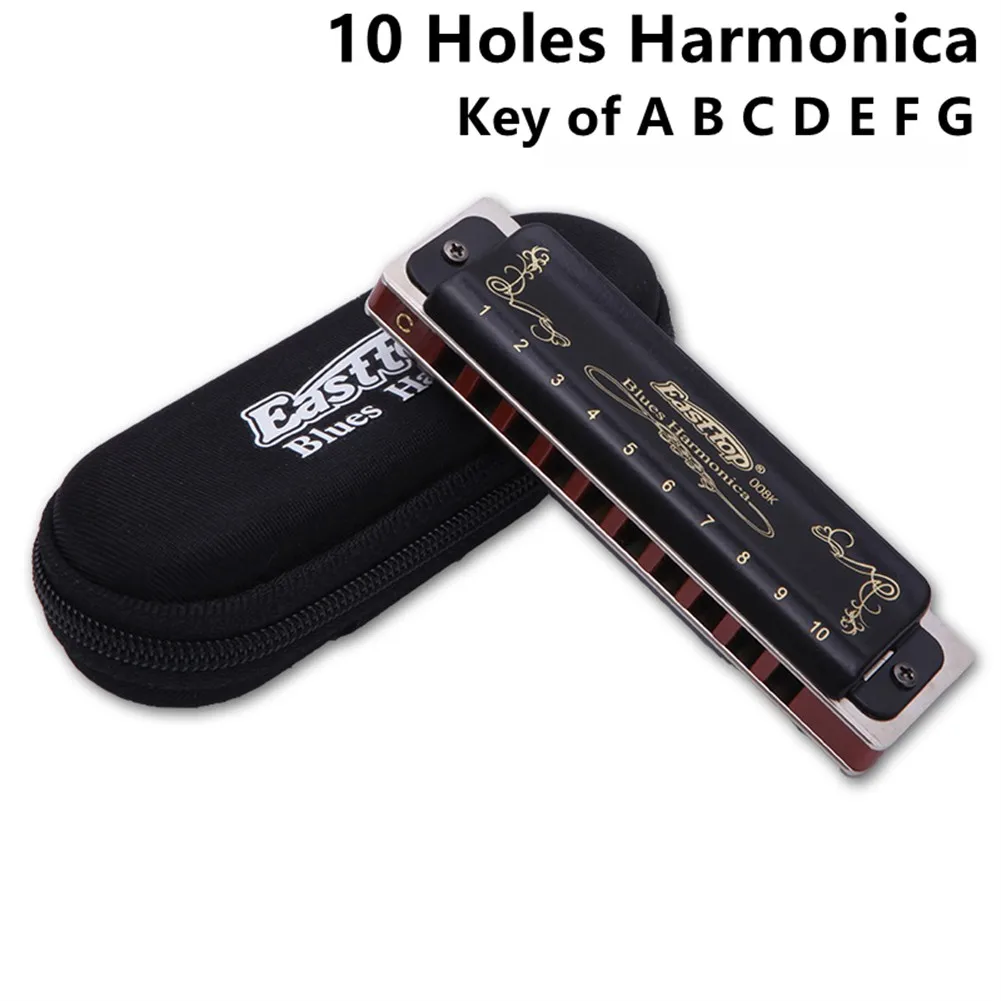T008K Easttop 10 Holes Harmonica Blues Mouth Organ Professional Key Of A B C D E
