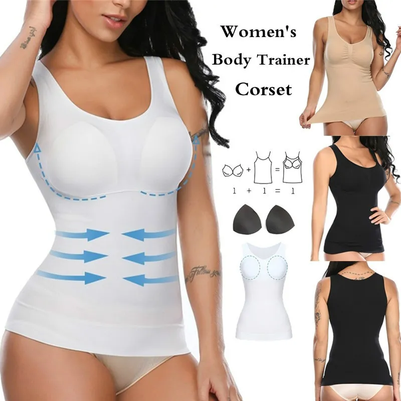 Tank Tops Camisole with Built in Padded Bra Vest Cami Shelf Bra Women Casual Wid