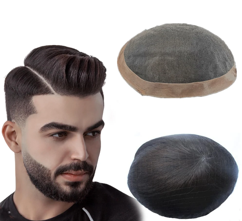Toupee for Men Fine Mono Men Toupee Human Hair Replacement System Hair Prosthesi
