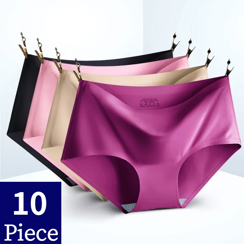 TrowBridge 10PCS/Set Women's Panties Solid Seamless Underwear Plus Size Comforta