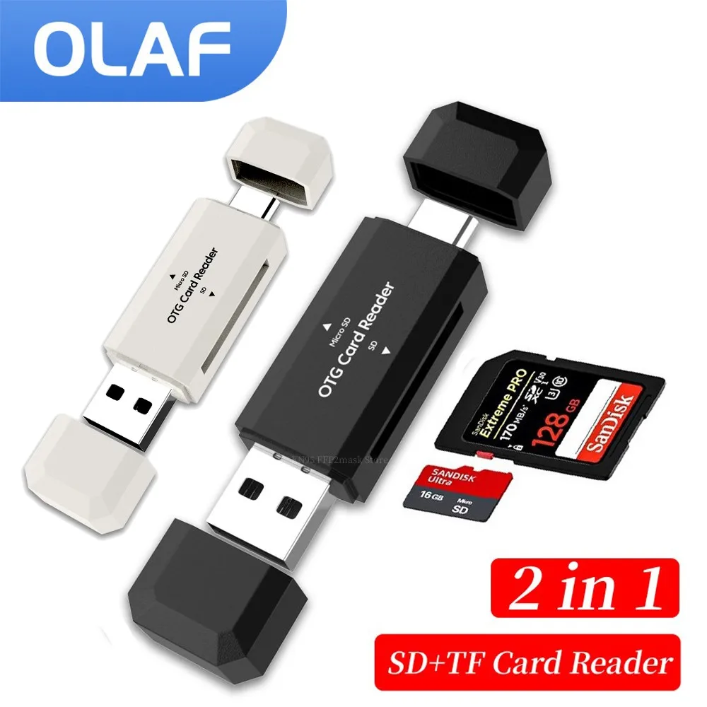 Type C SD TF Card Reader 2 in 1 USB 2.0 Card Reader for PC Laptop Accessories Hi