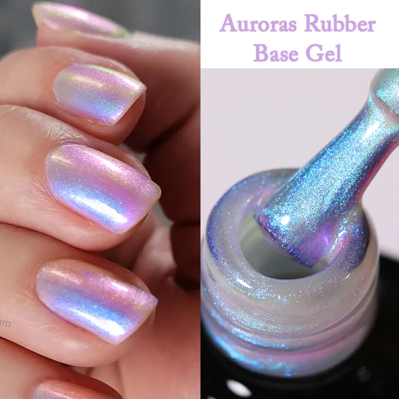 UR SUGAR 7ml Aurora Rubber Base Gel Nail Polish Sparking Glitter Chrome Semi Per