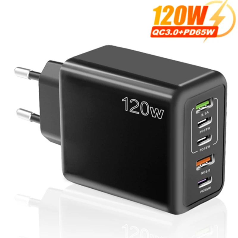 USB C Charger Fast Charging Type C 3 PD + 2 USB QC3.0 Mobile Phone Adapter For i