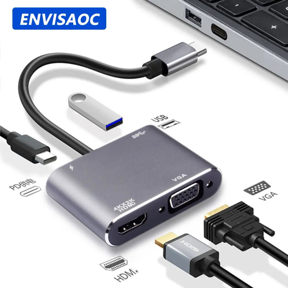 USB C to HDMI-compatible VGA Type C USB 3.0 HUB Adapter For MacBook Nintendo Sam
