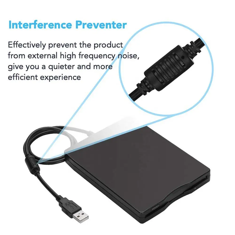 USB Floppy Disk Reader Drive 3.5 External Portable 1.44 MB FDD Diskette Drive fo