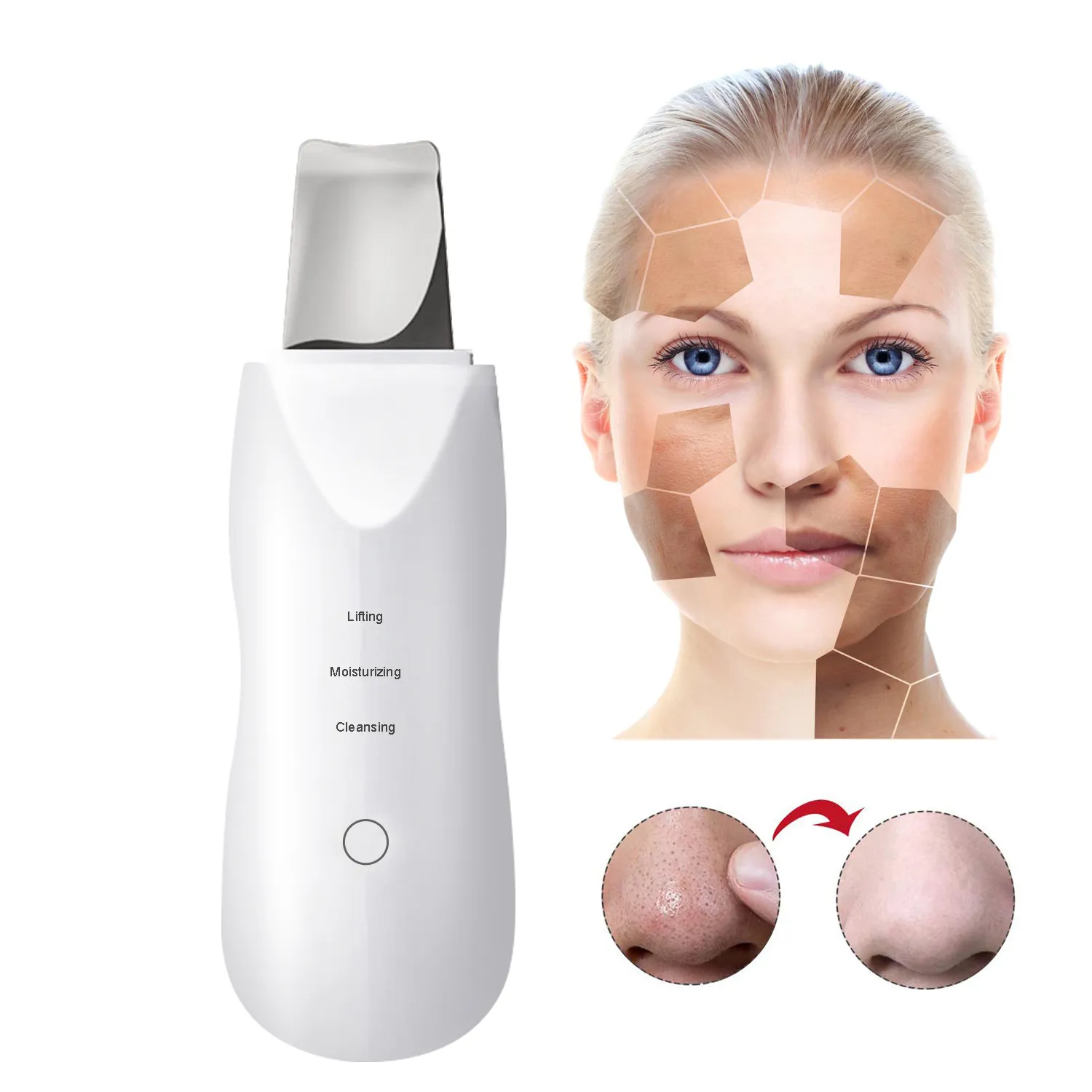 Ultrasonic Skin Scrubber Face Spatula Blackhead Remover Shovel Clean Scrubber Vi