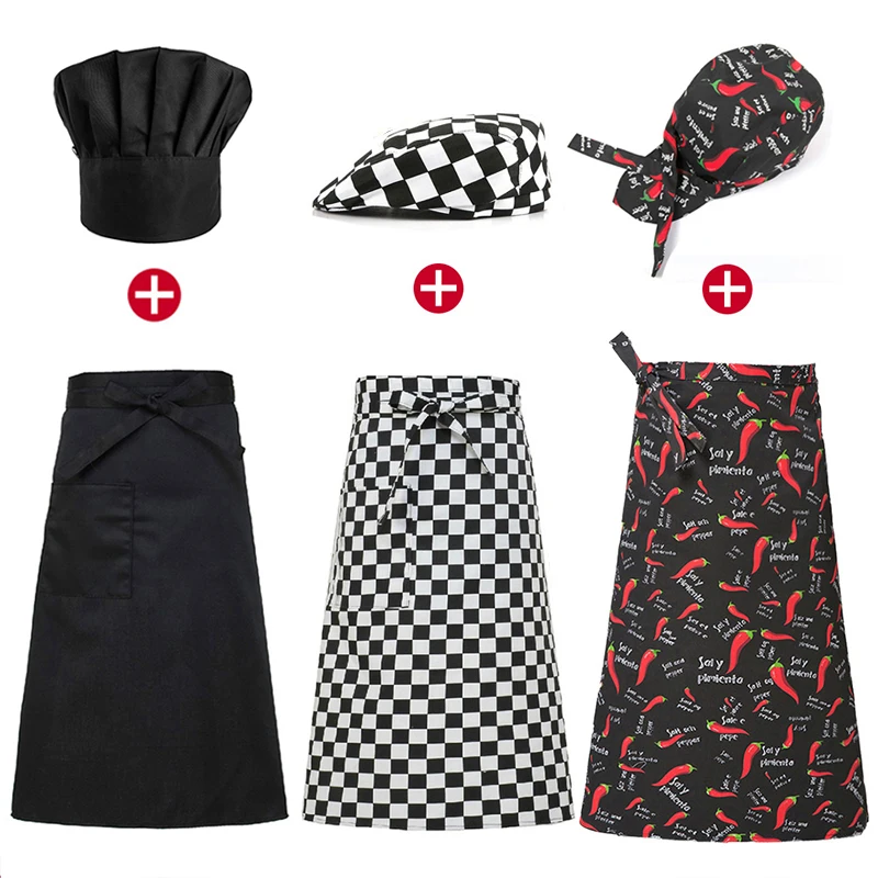 Uniform Set Cooking Apron Catering Cap Hotel Chef Pinafore Man Restaurant Kitche