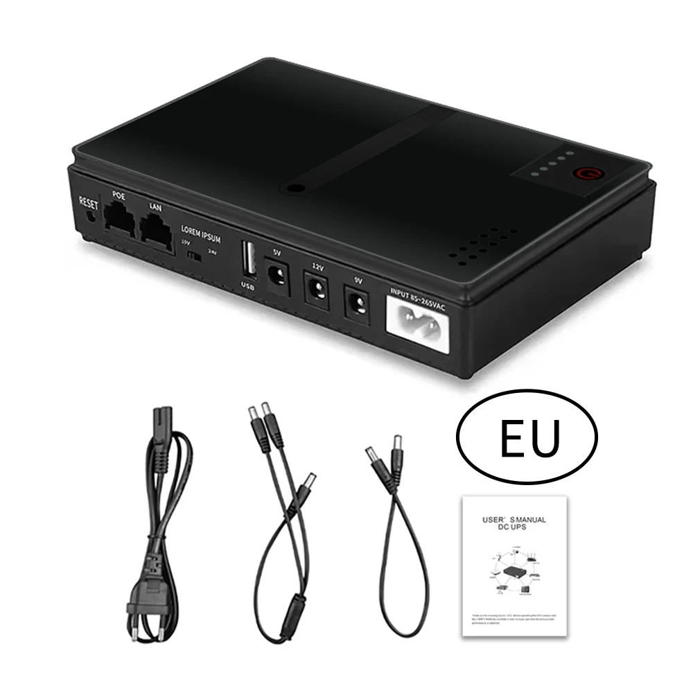 Uninterruptible Power Supply for DC5V 9V 12V Mini UPS Battery Backup 10400mAh Ca