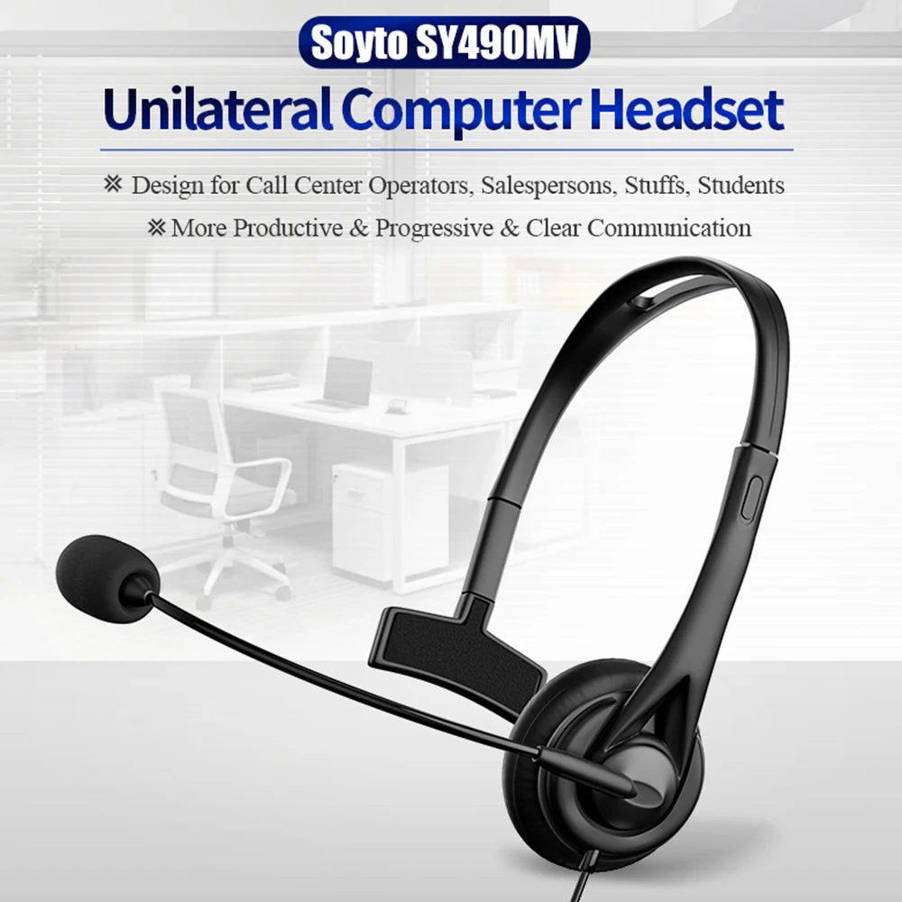 Universal Call Center Headphone 3.5mm USB Wired Business Headset With Mic Volume