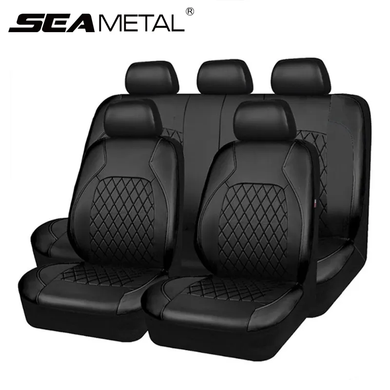 Universal Car Seat Cover Set PU Leather Vehicle Cushion Full Surrounded Protecto