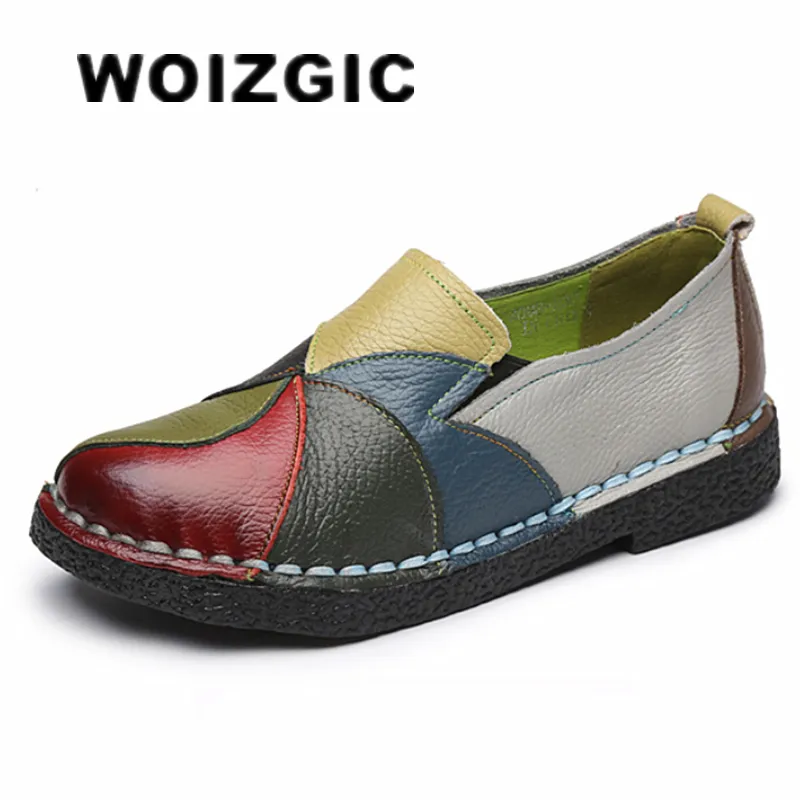 Women's Ladies Female Woman Mother Shoes Flats Genuine Leather Loafers Moccasins