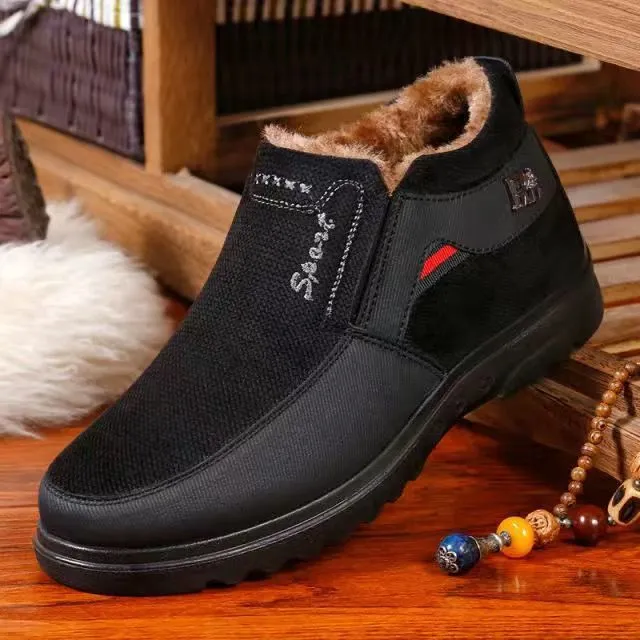 Warm Winter Boots Men Shoes New Keep Slip on Comfortable Plush Fur Ankle Botas M