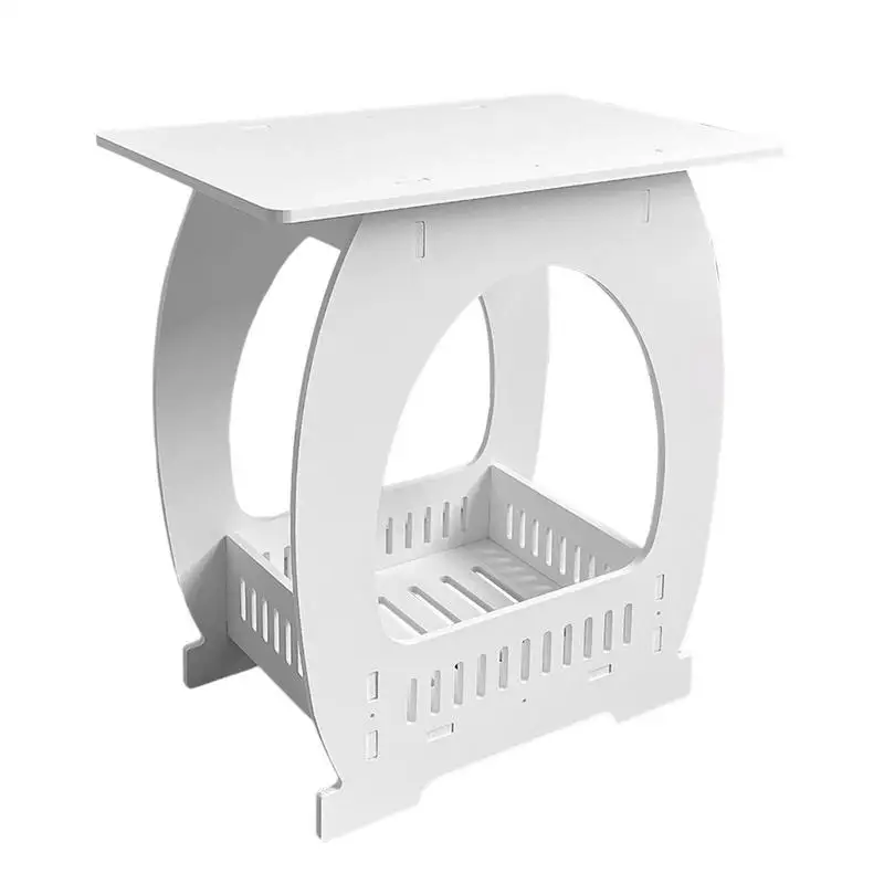 White Nightstand End Table Elegant Bedside Coffee Books Table With Open Storage 
