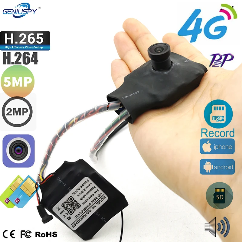 Wide Angle Audio 2MP 5MP 1920P Mini 3G 4G Security Ip Camera With SIM Card/SD Ca