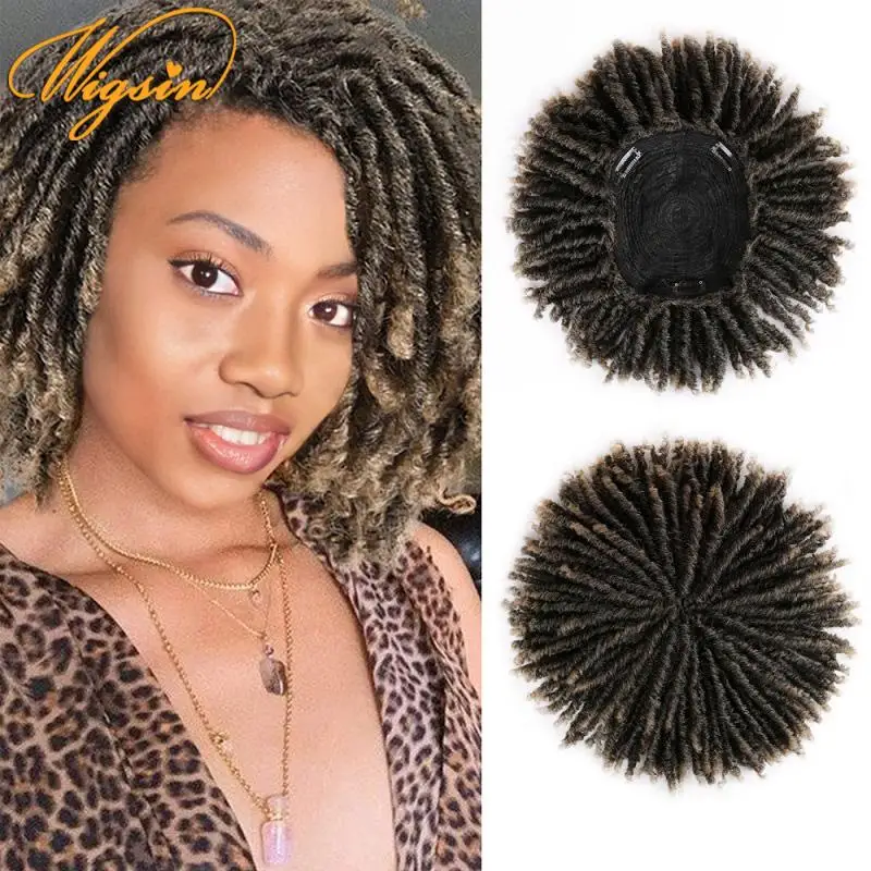 Wigsin synthetische 6-Zoll-Dreadlocks Toupet Haar Perücke schwarz braun häkeln S