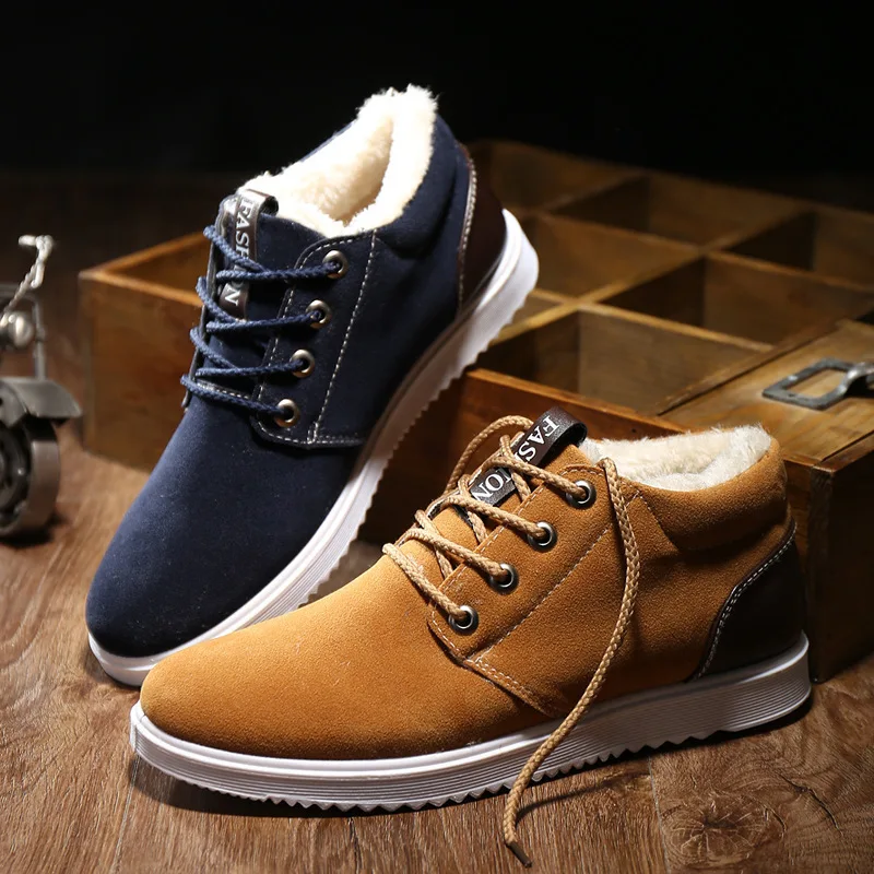 Winter Boots for Men Plush Warm Ankle Booties Men's Shoes Man Chaussure Homme Fo