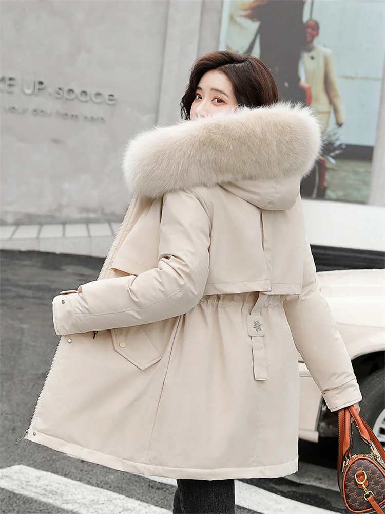 Winter Coat Men Women Short Loose Add Velvet Thick Warmth Fur Hooded Parkas Fash